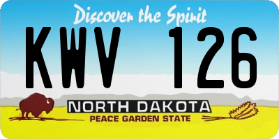 ND license plate KWV126