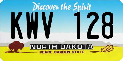 ND license plate KWV128