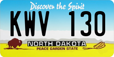ND license plate KWV130