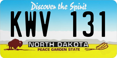 ND license plate KWV131