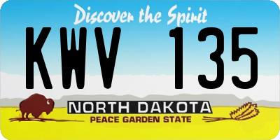 ND license plate KWV135