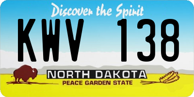 ND license plate KWV138