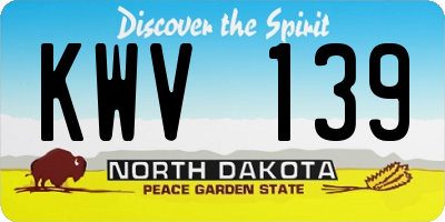 ND license plate KWV139