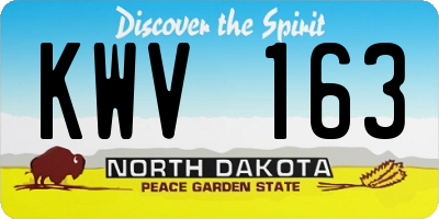 ND license plate KWV163