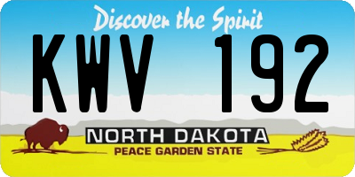 ND license plate KWV192