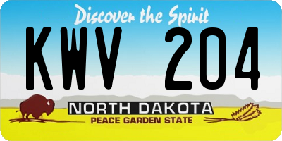 ND license plate KWV204