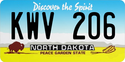 ND license plate KWV206