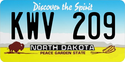 ND license plate KWV209