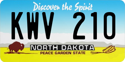 ND license plate KWV210