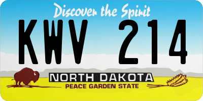 ND license plate KWV214
