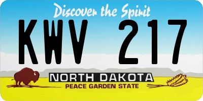 ND license plate KWV217