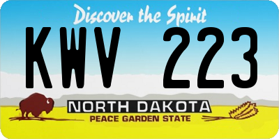 ND license plate KWV223