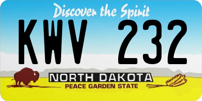 ND license plate KWV232
