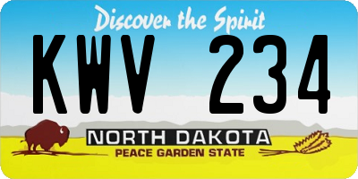ND license plate KWV234
