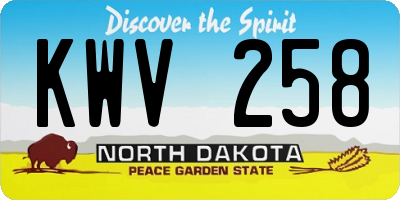 ND license plate KWV258