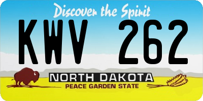 ND license plate KWV262