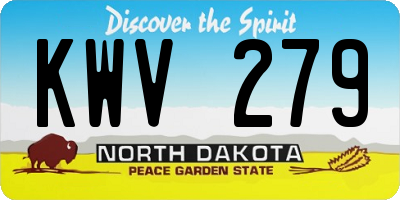 ND license plate KWV279