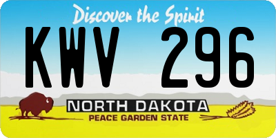 ND license plate KWV296