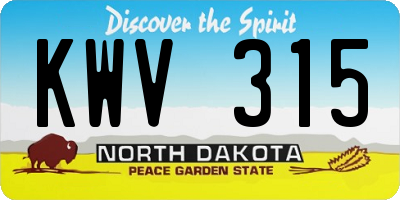 ND license plate KWV315