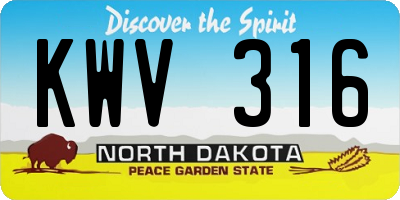 ND license plate KWV316