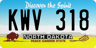ND license plate KWV318