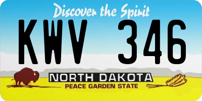 ND license plate KWV346
