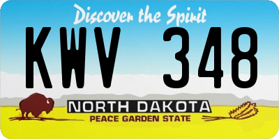 ND license plate KWV348