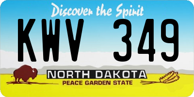 ND license plate KWV349