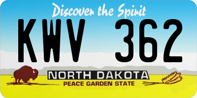 ND license plate KWV362