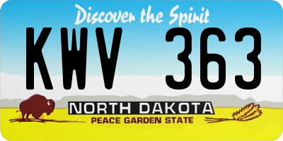 ND license plate KWV363
