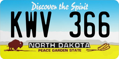 ND license plate KWV366