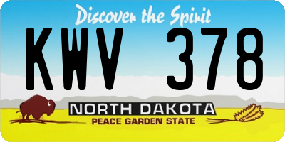 ND license plate KWV378