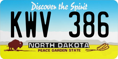 ND license plate KWV386