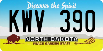 ND license plate KWV390