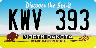 ND license plate KWV393