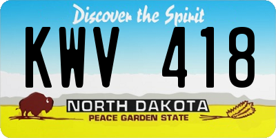 ND license plate KWV418