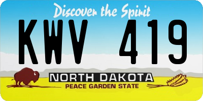 ND license plate KWV419