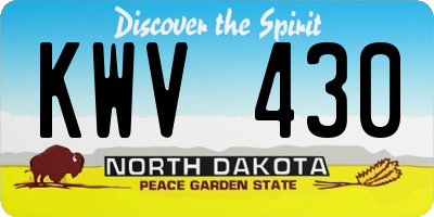 ND license plate KWV430