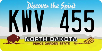ND license plate KWV455