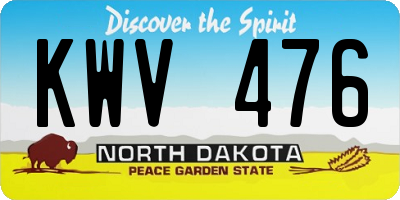 ND license plate KWV476
