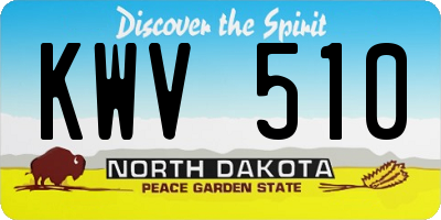 ND license plate KWV510