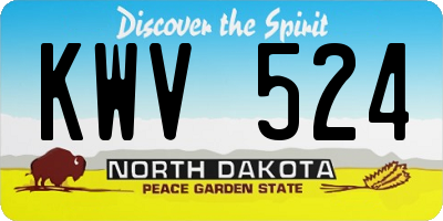ND license plate KWV524
