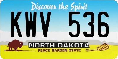 ND license plate KWV536