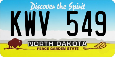 ND license plate KWV549