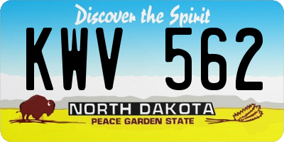 ND license plate KWV562