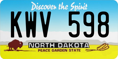 ND license plate KWV598