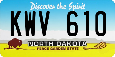 ND license plate KWV610