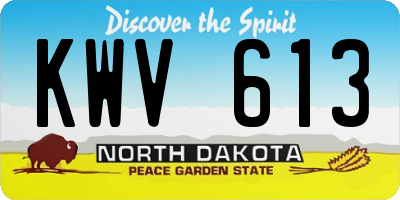 ND license plate KWV613