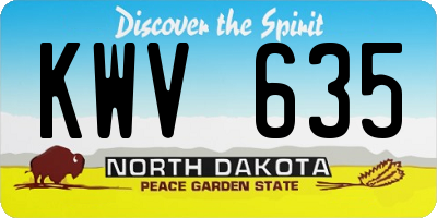 ND license plate KWV635
