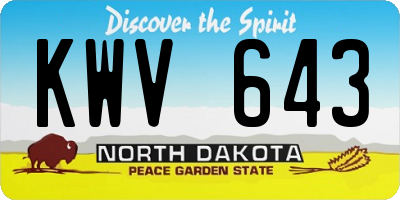 ND license plate KWV643